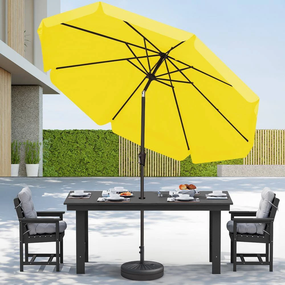 9 Ft. Steel Market Crank And Tilt Outdoor Patio Umbrella In Yellow 2 9 Ft. Steel Market Crank And Tilt Outdoor Patio Umbrella In Yellow - Image 2