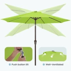 10 Ft. Market Patio Umbrella With Push Button Tilt And Crank In Apple Green -More Furniture Store jearey market umbrellas cx10 agn 4f 1000