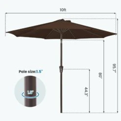 10 Ft. Market Patio Umbrella With Push Button Tilt And Crank In Brown -More Furniture Store jearey market umbrellas cx10 bn 44 1000