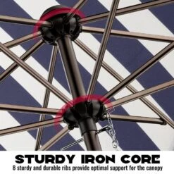 10 Ft. Market Patio Umbrella With Push Button Tilt And Crank In Blue And White Stripes 10 10 Ft. Market Patio Umbrella With Push Button Tilt And Crank In Blue And White Stripes -More Furniture Store jearey market umbrellas cx10 bws 1d 1000