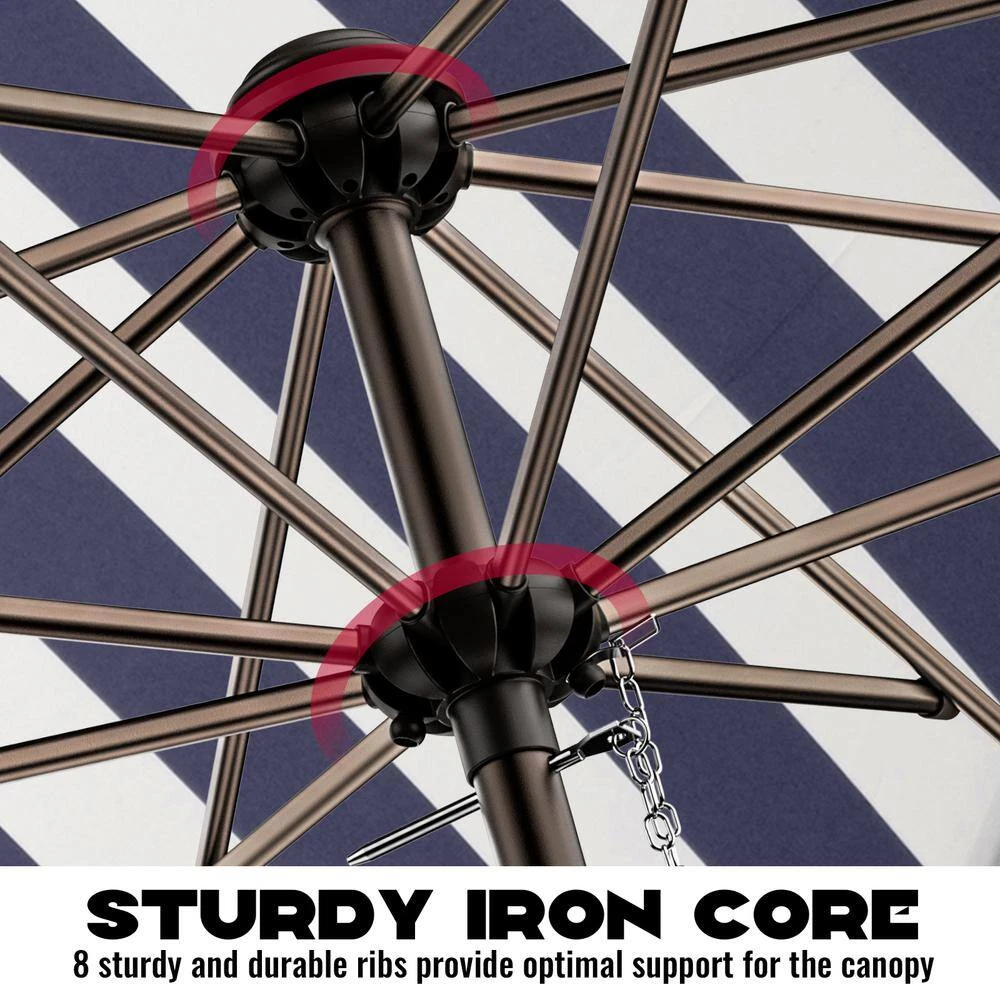 10 Ft. Market Patio Umbrella With Push Button Tilt And Crank In Blue And White Stripes 5 10 Ft. Market Patio Umbrella With Push Button Tilt And Crank In Blue And White Stripes - Image 5