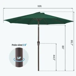 10 Ft. Market Patio Umbrella With Push Button Tilt And Crank In Green 13 10 Ft. Market Patio Umbrella With Push Button Tilt And Crank In Green -More Furniture Store jearey market umbrellas cx10 green 44 1000