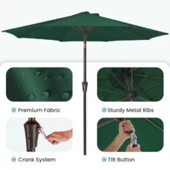 10 Ft. Market Patio Umbrella With Push Button Tilt And Crank In Green 10 10 Ft. Market Patio Umbrella With Push Button Tilt And Crank In Green -More Furniture Store jearey market umbrellas cx10 green c3 1000