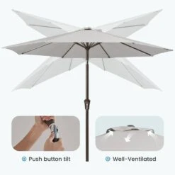 10 Ft. Market Patio Umbrella With Push Button Tilt And Crank In Light Gray -More Furniture Store jearey market umbrellas cx10 lgy 1f 1000
