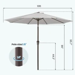 10 Ft. Market Patio Umbrella With Push Button Tilt And Crank In Light Gray -More Furniture Store jearey market umbrellas cx10 lgy 44 1000