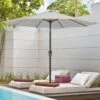 10 Ft. Market Patio Umbrella With Push Button Tilt And Crank In Light Gray