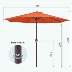 10 Ft. Market Patio Umbrella With Push Button Tilt And Crank In Orange 13 10 Ft. Market Patio Umbrella With Push Button Tilt And Crank In Orange -More Furniture Store jearey market umbrellas cx10 orange 44 1000