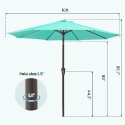 10 Ft. Market Patio Umbrella With Push Button Tilt And Crank In Peacock Blue -More Furniture Store jearey market umbrellas cx10 pb 44 1000