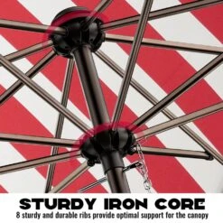 10 Ft. Market Patio Umbrella With Push Button Tilt And Crank In Red And White Stripes -More Furniture Store jearey market umbrellas cx10 rws 1d 1000