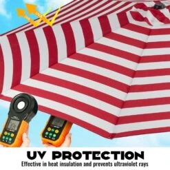 10 Ft. Market Patio Umbrella With Push Button Tilt And Crank In Red And White Stripes -More Furniture Store jearey market umbrellas cx10 rws a0 1000