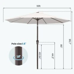 10 Ft. Market Patio Umbrella With Push Button Tilt And Crank In Off-White -More Furniture Store jearey market umbrellas cx10 wt 44 1000
