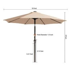10 Ft. Market Solar LED Lighted Tilt Patio Umbrella Outdoor Steel Umbrella In Beige -More Furniture Store jearey market umbrellas dzzzs 10 bg 1f 1000