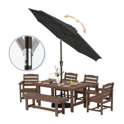 10 Ft. Market Solar LED Lighted Tilt Patio Umbrella Outdoor Steel Umbrella In Black -More Furniture Store jearey market umbrellas dzzzs 10 bk 40 1000