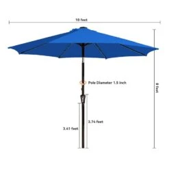 10 Ft. Market Solar LED Lighted Tilt Patio Umbrella Outdoor Steel Umbrella In Blue -More Furniture Store jearey market umbrellas dzzzs 10 bu 1f 1000