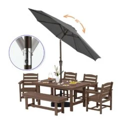 10 Ft. Market Solar LED Lighted Tilt Patio Umbrella Outdoor Steel Umbrella In Gray -More Furniture Store jearey market umbrellas dzzzs 10 gy 40 1000