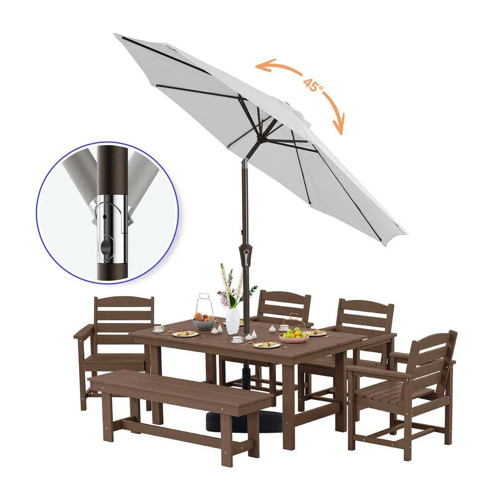 10 Ft. Market Solar LED Lighted Tilt Patio Umbrella Outdoor Steel Umbrella In Light Gray 3 10 Ft. Market Solar LED Lighted Tilt Patio Umbrella Outdoor Steel Umbrella In Light Gray - Image 3
