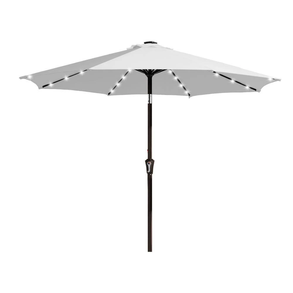 10 Ft. Market Solar LED Lighted Tilt Patio Umbrella Outdoor Steel Umbrella In Light Gray 1 10 Ft. Market Solar LED Lighted Tilt Patio Umbrella Outdoor Steel Umbrella In Light Gray
