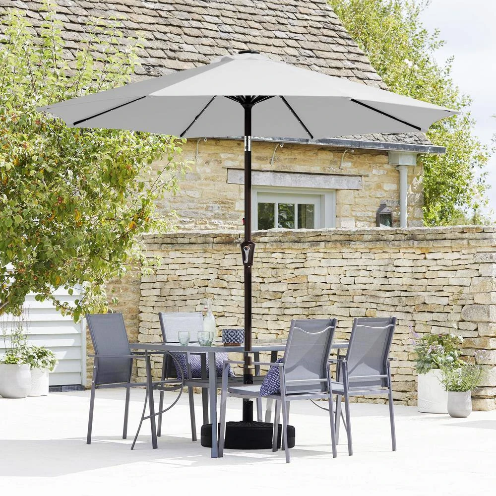 10 Ft. Market Solar LED Lighted Tilt Patio Umbrella Outdoor Steel Umbrella In Light Gray 2 10 Ft. Market Solar LED Lighted Tilt Patio Umbrella Outdoor Steel Umbrella In Light Gray - Image 2