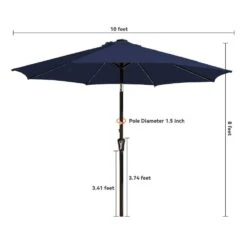 10 Ft. Market Solar LED Lighted Tilt Patio Umbrella Outdoor Steel Umbrella In Navy -More Furniture Store jearey market umbrellas dzzzs 10 nv 1f 1000