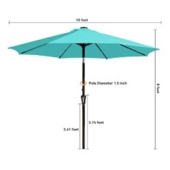 10 Ft. Market Solar LED Lighted Tilt Patio Umbrella Outdoor Steel Umbrella In Peacock Blue -More Furniture Store jearey market umbrellas dzzzs 10 pb 1f 1000