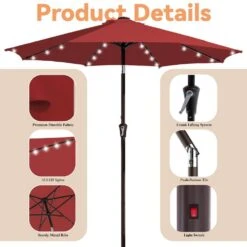 10 Ft. Market Solar LED Lighted Tilt Patio Umbrella Outdoor Steel Umbrella In Red 11 10 Ft. Market Solar LED Lighted Tilt Patio Umbrella Outdoor Steel Umbrella In Red -More Furniture Store jearey market umbrellas dzzzs 10 rd c3 1000