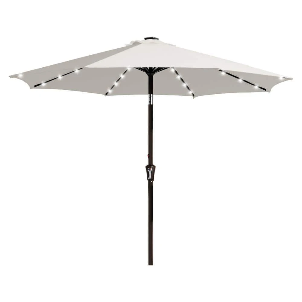 10 Ft. Market Solar LED Lighted Tilt Patio Umbrella Outdoor Steel Umbrella In Off-White 1 10 Ft. Market Solar LED Lighted Tilt Patio Umbrella Outdoor Steel Umbrella In Off-White