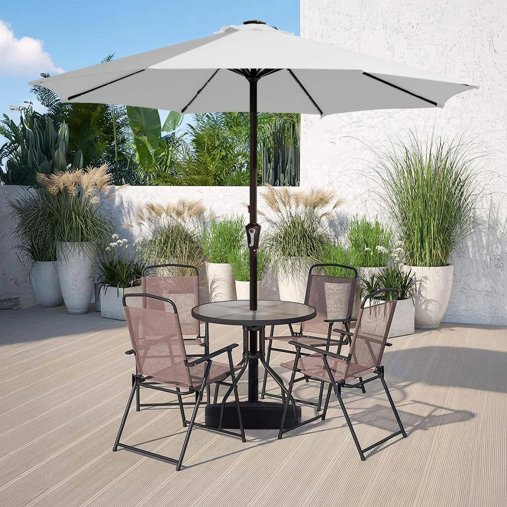 11 Ft. Market Solar LED Lighted Patio Umbrella Outdoor Steel Umbrella In Light Gray 3 11 Ft. Market Solar LED Lighted Patio Umbrella Outdoor Steel Umbrella In Light Gray - Image 3