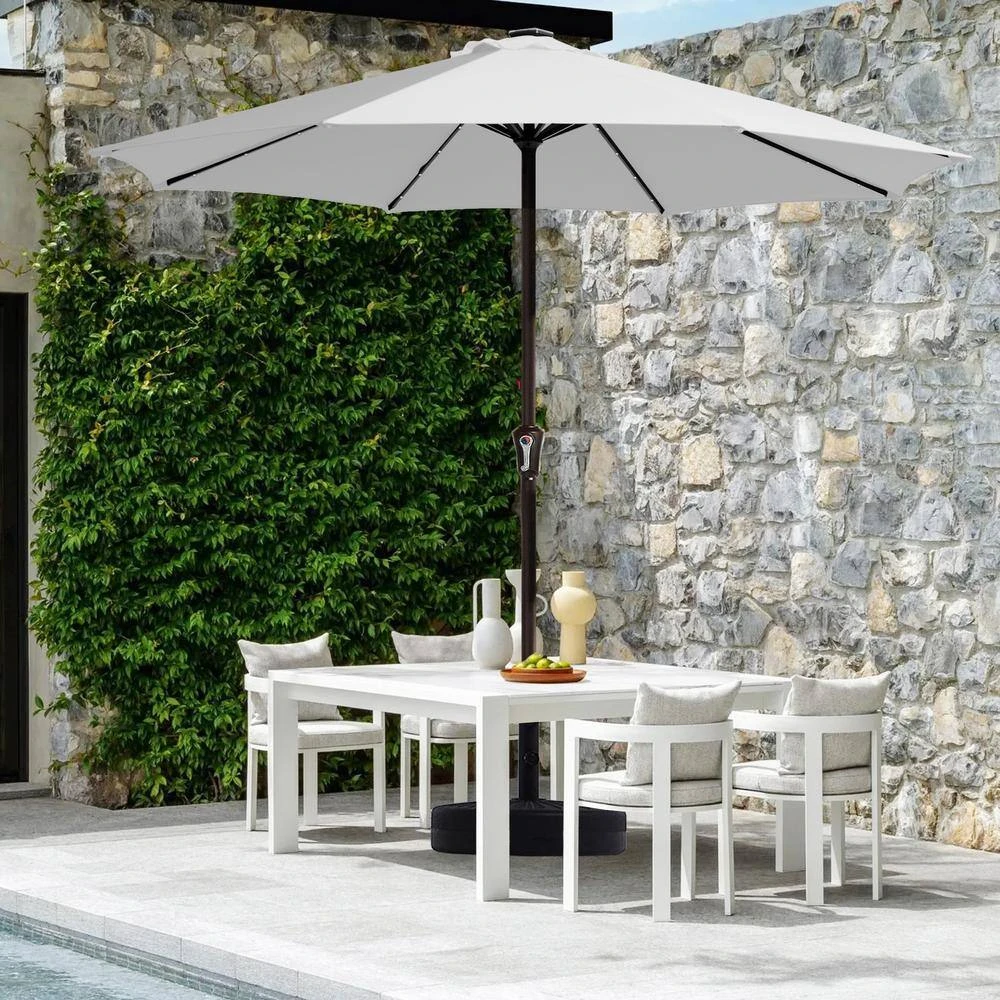 11 Ft. Market Solar LED Lighted Patio Umbrella Outdoor Steel Umbrella In Light Gray 2 11 Ft. Market Solar LED Lighted Patio Umbrella Outdoor Steel Umbrella In Light Gray - Image 2