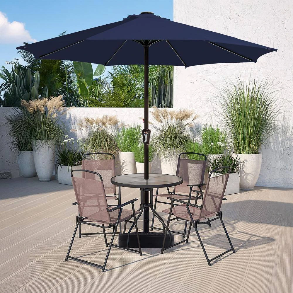 11 Ft. Market Solar LED Lighted Patio Umbrella Outdoor Steel Umbrella In Navy 3 11 Ft. Market Solar LED Lighted Patio Umbrella Outdoor Steel Umbrella In Navy - Image 3
