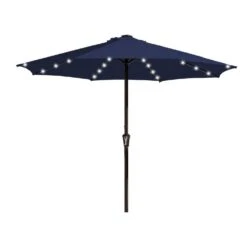 11 Ft. Market Solar LED Lighted Patio Umbrella Outdoor Steel Umbrella In Navy