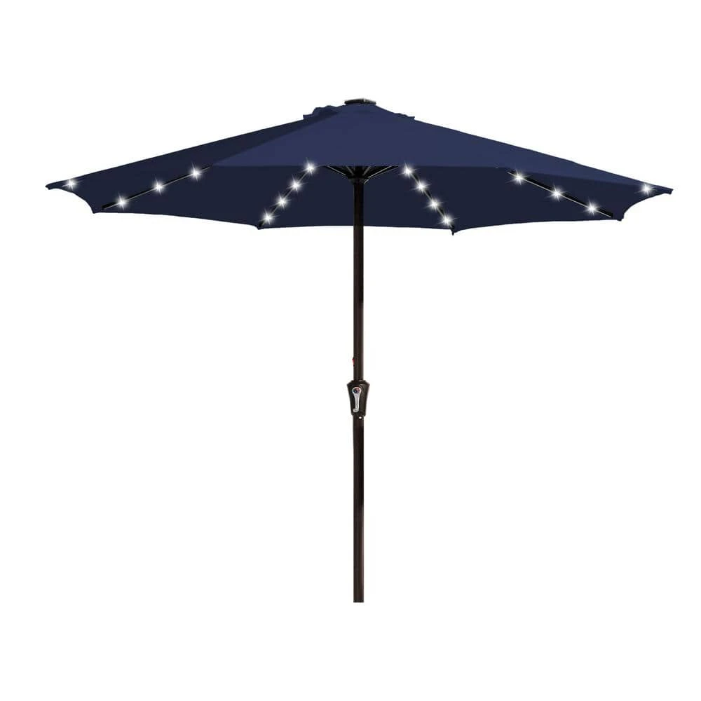 11 Ft. Market Solar LED Lighted Patio Umbrella Outdoor Steel Umbrella In Navy 1 11 Ft. Market Solar LED Lighted Patio Umbrella Outdoor Steel Umbrella In Navy