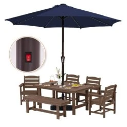 11 Ft. Market Solar LED Lighted Patio Umbrella Outdoor Steel Umbrella In Navy 9 11 Ft. Market Solar LED Lighted Patio Umbrella Outdoor Steel Umbrella In Navy -More Furniture Store jearey market umbrellas dzzzs 11 nv 77 1000