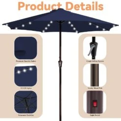 11 Ft. Market Solar LED Lighted Patio Umbrella Outdoor Steel Umbrella In Navy 10 11 Ft. Market Solar LED Lighted Patio Umbrella Outdoor Steel Umbrella In Navy -More Furniture Store jearey market umbrellas dzzzs 11 nv c3 1000