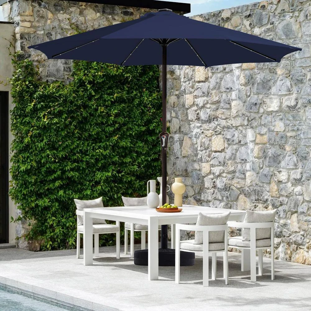11 Ft. Market Solar LED Lighted Patio Umbrella Outdoor Steel Umbrella In Navy 2 11 Ft. Market Solar LED Lighted Patio Umbrella Outdoor Steel Umbrella In Navy - Image 2