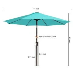 11 Ft. Market Solar LED Lighted Patio Umbrella Outdoor Steel Umbrella In Peacock 13 11 Ft. Market Solar LED Lighted Patio Umbrella Outdoor Steel Umbrella In Peacock -More Furniture Store jearey market umbrellas dzzzs 11 pb 1f 1000