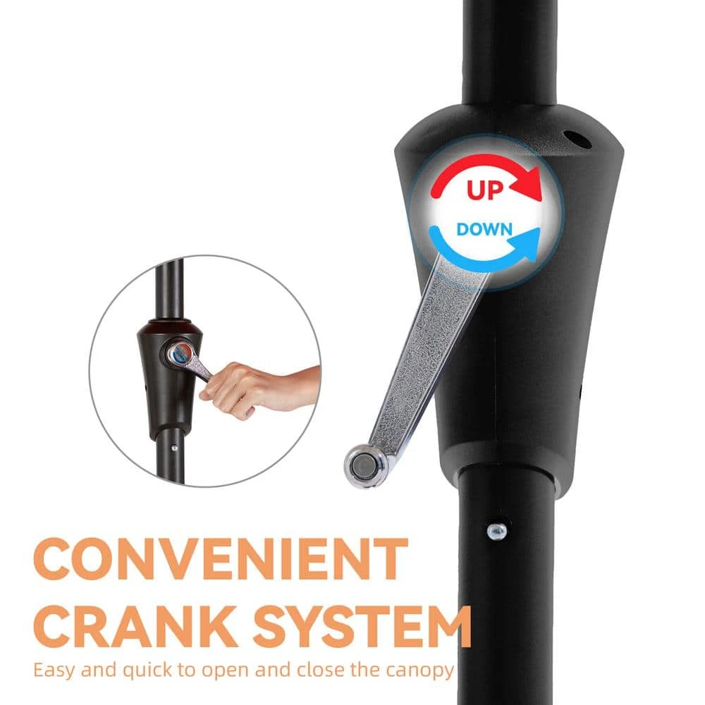 11 Ft. Market Solar LED Lighted Patio Umbrella Outdoor Steel Umbrella In Peacock 6 11 Ft. Market Solar LED Lighted Patio Umbrella Outdoor Steel Umbrella In Peacock - Image 6