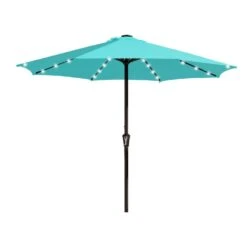 11 Ft. Market Solar LED Lighted Patio Umbrella Outdoor Steel Umbrella In Peacock