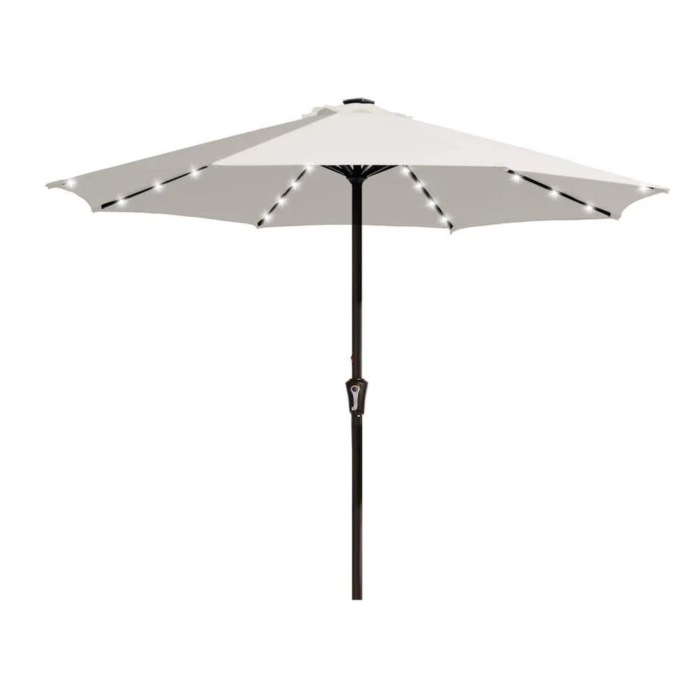 11 Ft. Market Solar LED Lighted Patio Umbrella Outdoor Steel Umbrella In White 1 11 Ft. Market Solar LED Lighted Patio Umbrella Outdoor Steel Umbrella In White