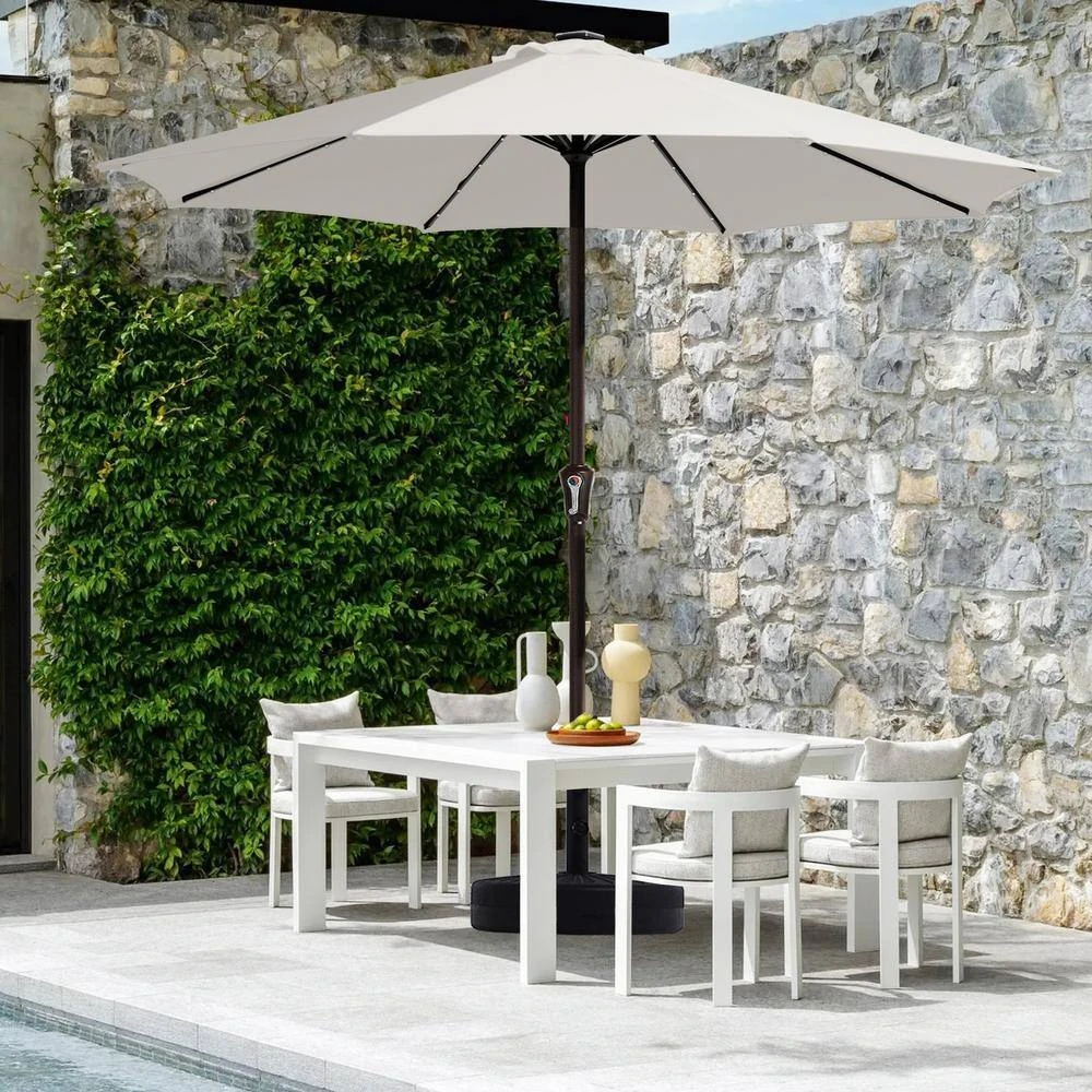 11 Ft. Market Solar LED Lighted Patio Umbrella Outdoor Steel Umbrella In White 2 11 Ft. Market Solar LED Lighted Patio Umbrella Outdoor Steel Umbrella In White - Image 2