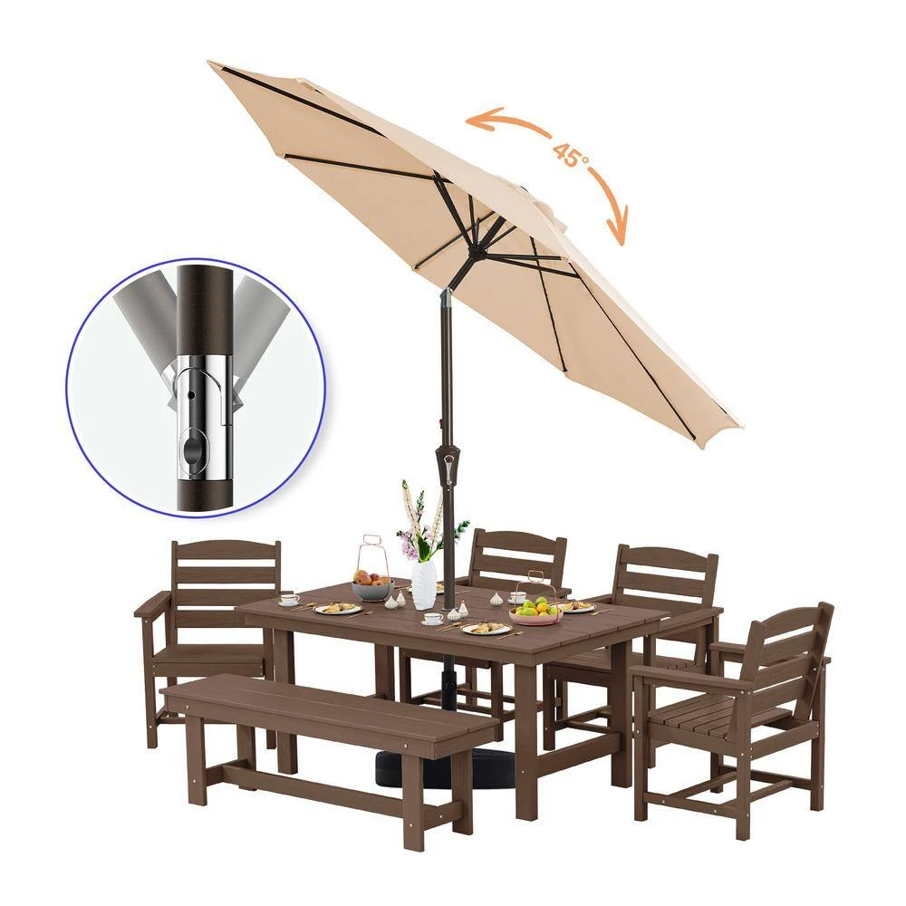 9 Ft. Market Solar LED Lighted Tilt Patio Umbrella Outdoor Steel Umbrella In Beige 2 9 Ft. Market Solar LED Lighted Tilt Patio Umbrella Outdoor Steel Umbrella In Beige - Image 2