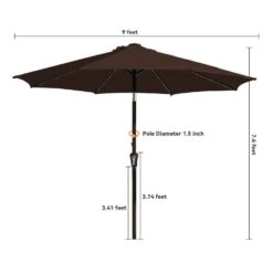 9 Ft. Market Solar LED Lighted Tilt Patio Umbrella Outdoor Steel Umbrella In Brown -More Furniture Store jearey market umbrellas dzzzs 9 bn 44 1000