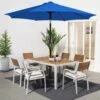 9 Ft. Market Solar LED Lighted Tilt Patio Umbrella Outdoor Steel Umbrella In Blue