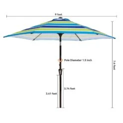 9 Ft. Market Solar LED Lighted Tilt Patio Umbrella Outdoor Steel Umbrella In Blue/Green 15 9 Ft. Market Solar LED Lighted Tilt Patio Umbrella Outdoor Steel Umbrella In Blue/Green -More Furniture Store jearey market umbrellas dzzzs 9 bugn 44 1000