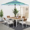 9 Ft. Market Solar LED Lighted Tilt Patio Umbrella Outdoor Steel Umbrella In Blue/Green