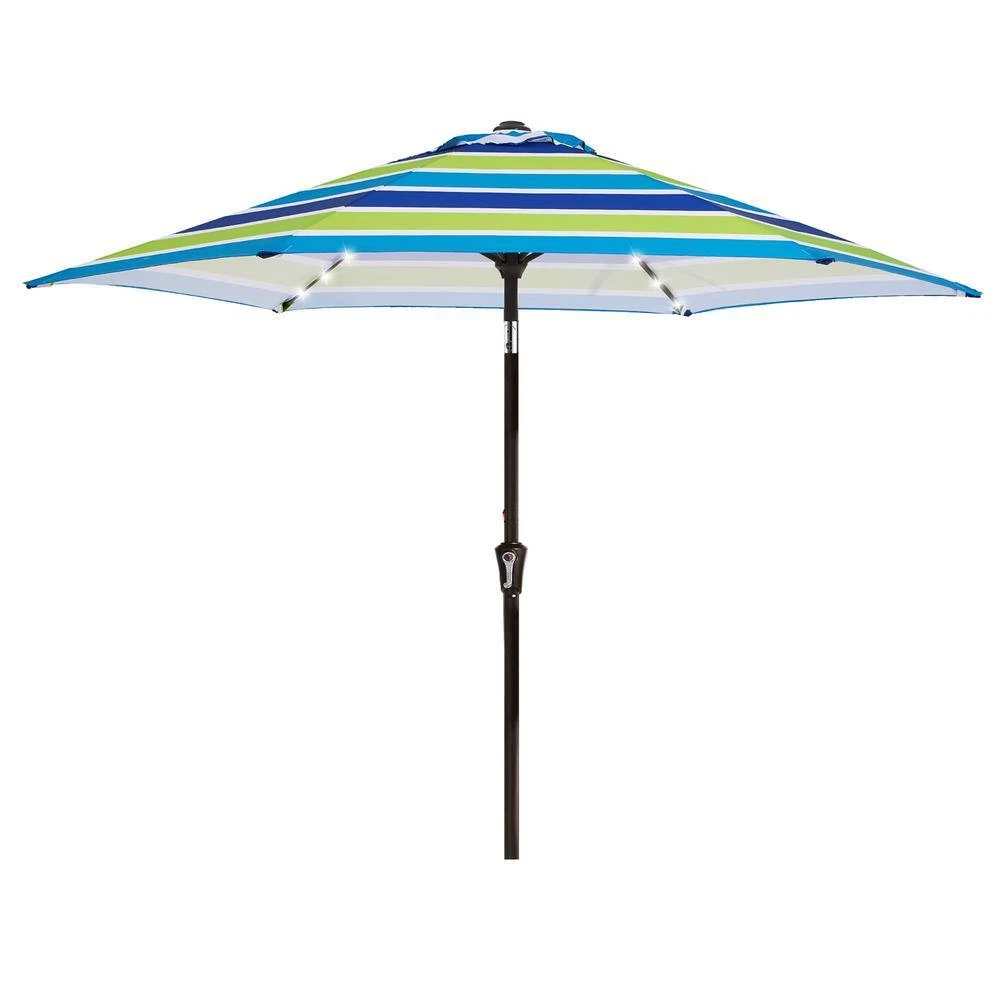 9 Ft. Market Solar LED Lighted Tilt Patio Umbrella Outdoor Steel Umbrella In Blue/Green 5 9 Ft. Market Solar LED Lighted Tilt Patio Umbrella Outdoor Steel Umbrella In Blue/Green - Image 5