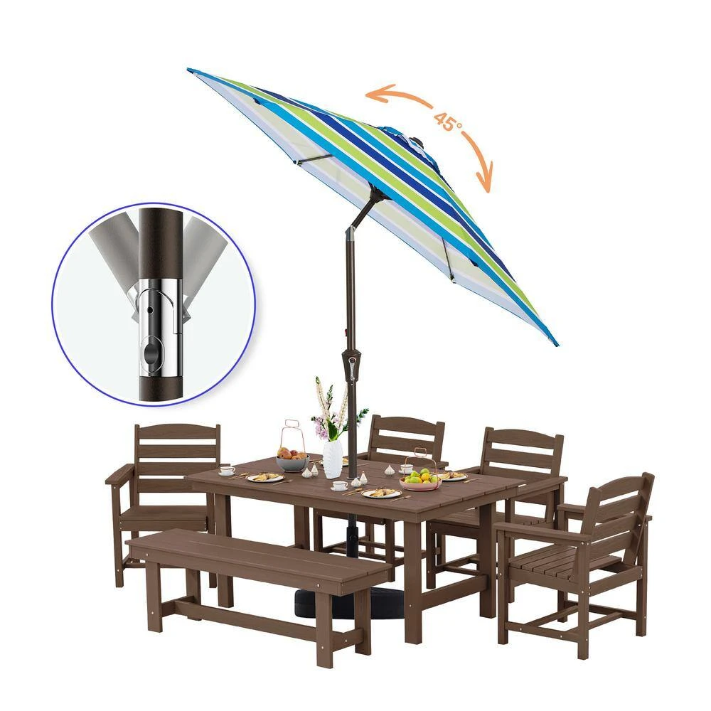 9 Ft. Market Solar LED Lighted Tilt Patio Umbrella Outdoor Steel Umbrella In Blue/Green 2 9 Ft. Market Solar LED Lighted Tilt Patio Umbrella Outdoor Steel Umbrella In Blue/Green - Image 2