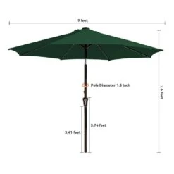 9 Ft. Market Solar LED Lighted Tilt Patio Umbrella Outdoor Steel Umbrella In Dark Green -More Furniture Store jearey market umbrellas dzzzs 9 dgn 44 1000
