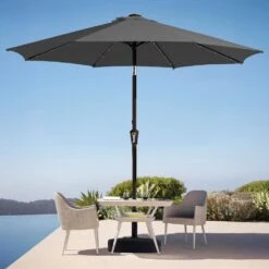 9 Ft. Market Solar LED Lighted Tilt Patio Umbrella Outdoor Steel Umbrella In Gray 10 9 Ft. Market Solar LED Lighted Tilt Patio Umbrella Outdoor Steel Umbrella In Gray -More Furniture Store jearey market umbrellas dzzzs 9 gy 40 1000