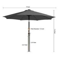 9 Ft. Market Solar LED Lighted Tilt Patio Umbrella Outdoor Steel Umbrella In Gray 15 9 Ft. Market Solar LED Lighted Tilt Patio Umbrella Outdoor Steel Umbrella In Gray -More Furniture Store jearey market umbrellas dzzzs 9 gy 44 1000