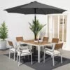 9 Ft. Market Solar LED Lighted Tilt Patio Umbrella Outdoor Steel Umbrella In Gray